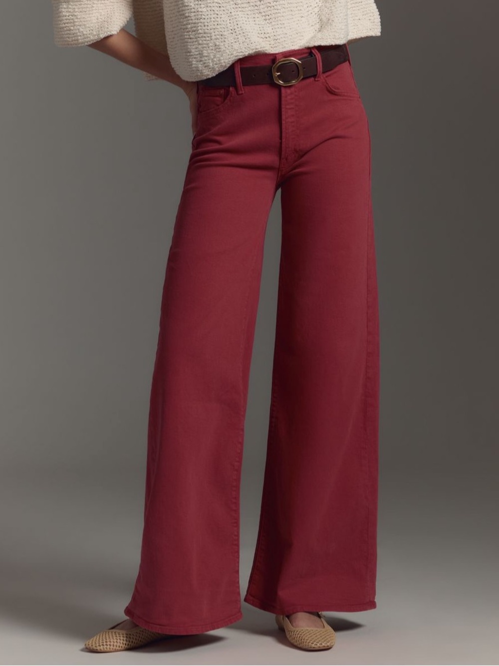 MOTHER the undercover high rise wide leg brick red jeans sz 25